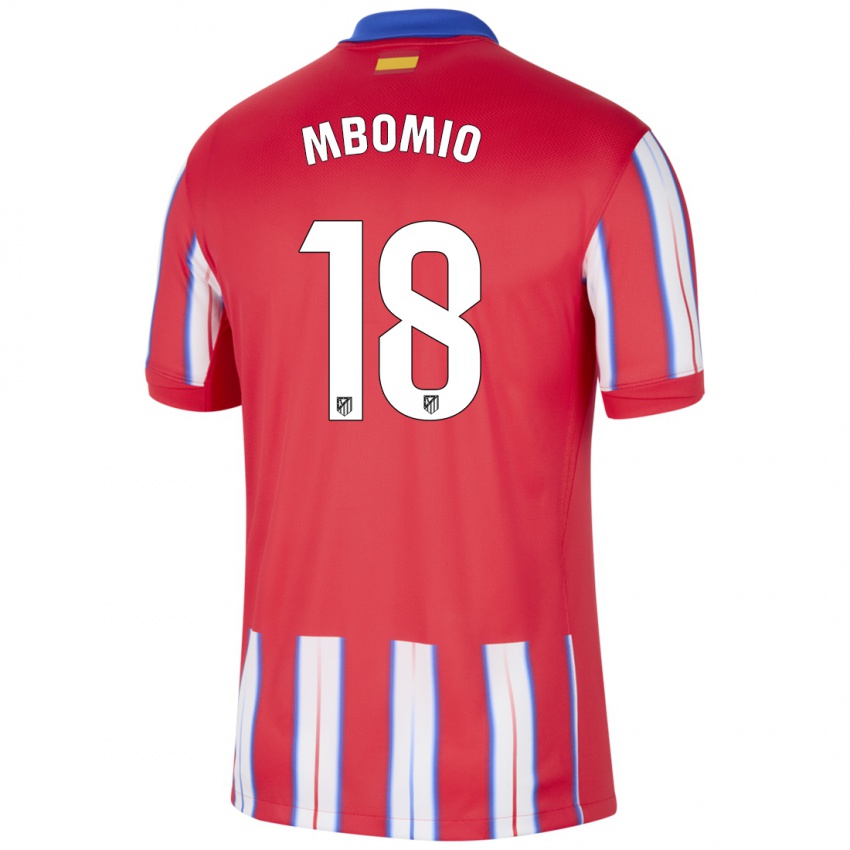 Niño Camiseta Rony Mbomio #18 Rojo Blanco Azul 1ª Equipación 2024/25 La Camisa Perú