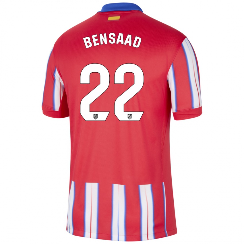 Niño Camiseta Adnane Bensaad #22 Rojo Blanco Azul 1ª Equipación 2024/25 La Camisa Perú