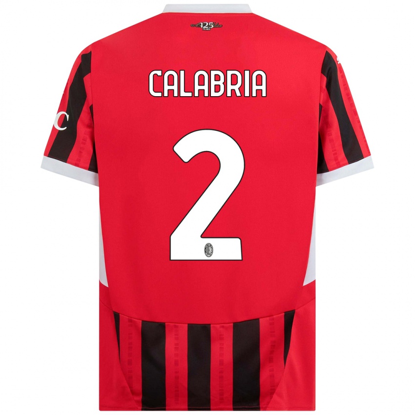 Niño Camiseta Davide Calabria #2 Rojo Negro 1ª Equipación 2024/25 La Camisa Perú