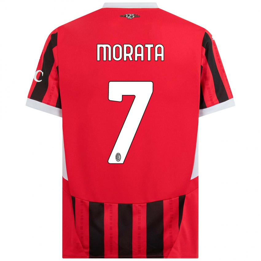 Niño Camiseta Alvaro Morata #7 Rojo Negro 1ª Equipación 2024/25 La Camisa Perú