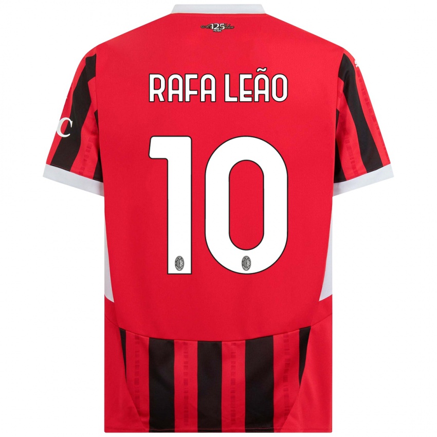 Niño Camiseta Rafael Leao #10 Rojo Negro 1ª Equipación 2024/25 La Camisa Perú