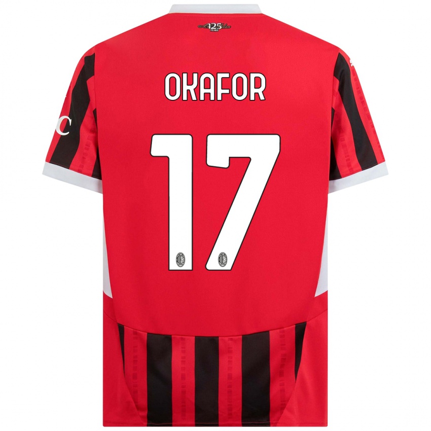 Niño Camiseta Noah Okafor #17 Rojo Negro 1ª Equipación 2024/25 La Camisa Perú