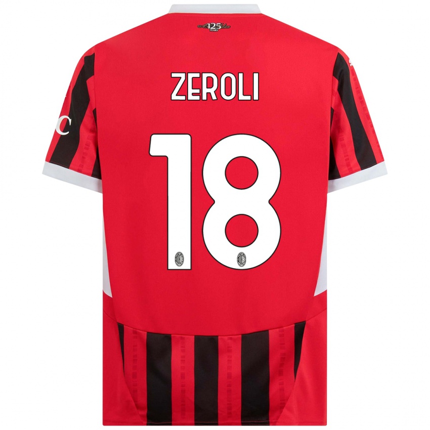 Niño Camiseta Kevin Zeroli #18 Rojo Negro 1ª Equipación 2024/25 La Camisa Perú