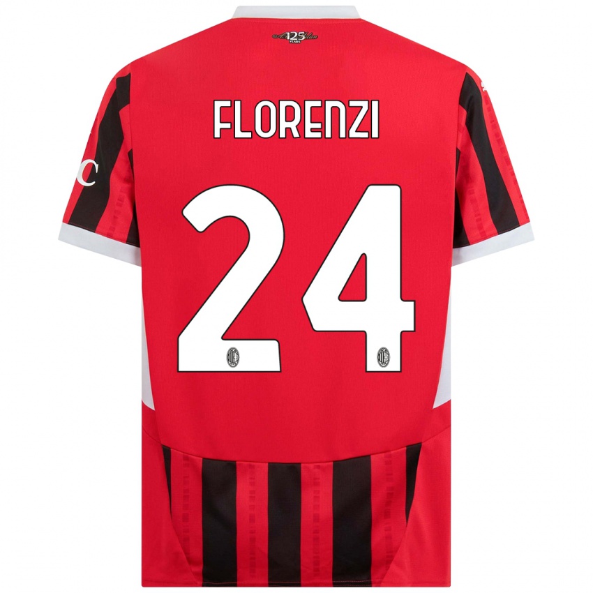 Niño Camiseta Alessandro Florenzi #24 Rojo Negro 1ª Equipación 2024/25 La Camisa Perú