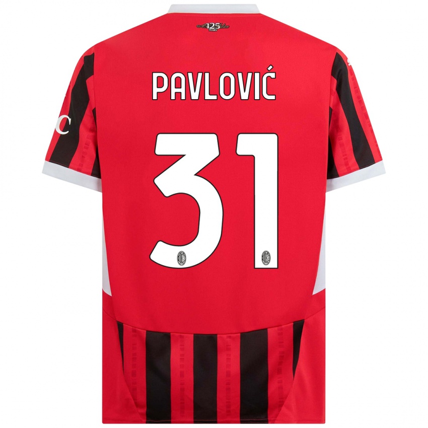 Niño Camiseta Strahinja Pavlović #31 Rojo Negro 1ª Equipación 2024/25 La Camisa Perú