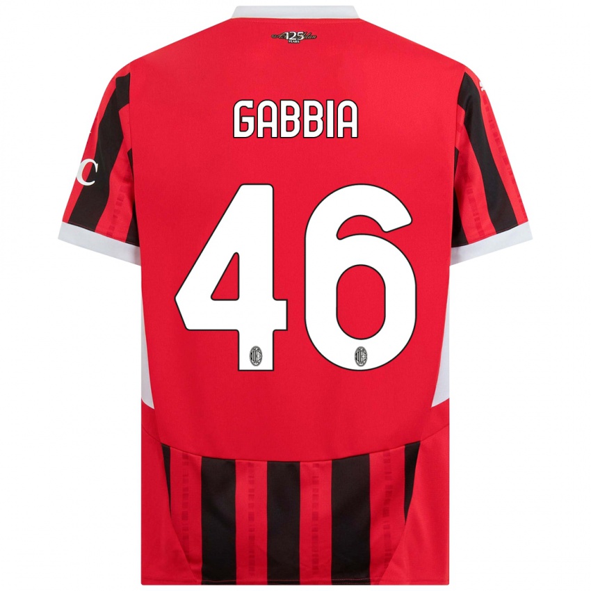 Niño Camiseta Matteo Gabbia #46 Rojo Negro 1ª Equipación 2024/25 La Camisa Perú