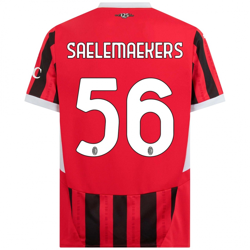 Niño Camiseta Alexis Saelemaekers #56 Rojo Negro 1ª Equipación 2024/25 La Camisa Perú