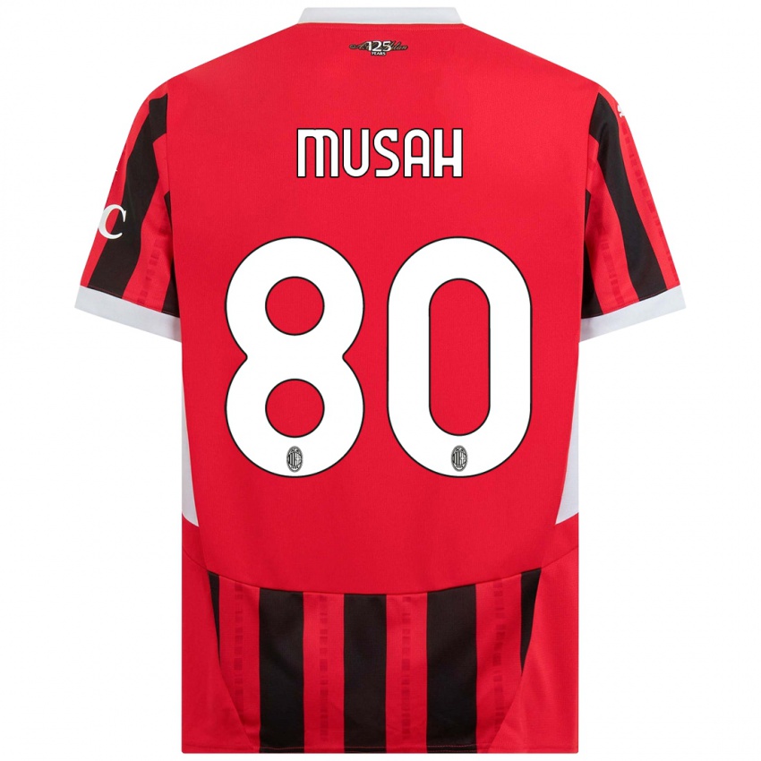 Niño Camiseta Yunus Musah #80 Rojo Negro 1ª Equipación 2024/25 La Camisa Perú