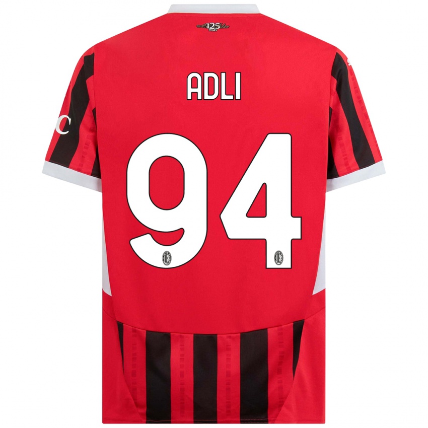 Niño Camiseta Yacine Adli #94 Rojo Negro 1ª Equipación 2024/25 La Camisa Perú