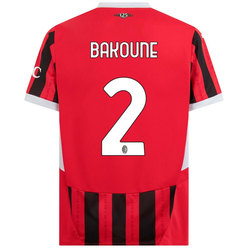 Niño Camiseta Adam Bakoune #2 Rojo Negro 1ª Equipación 2024/25 La Camisa Perú