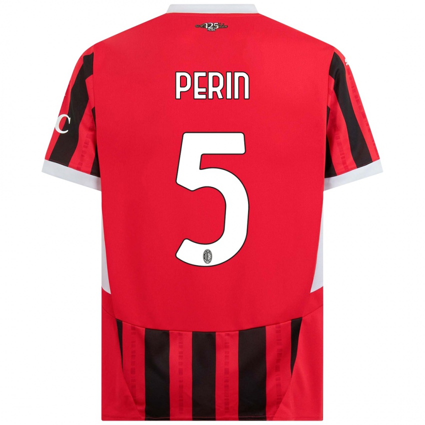 Niño Camiseta Ernesto Perin #5 Rojo Negro 1ª Equipación 2024/25 La Camisa Perú