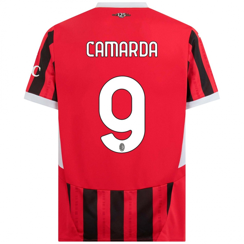 Niño Camiseta Francesco Camarda #9 Rojo Negro 1ª Equipación 2024/25 La Camisa Perú