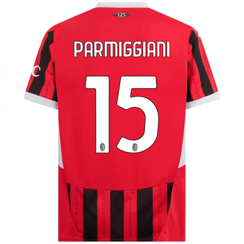 Niño Camiseta Pietro Parmiggiani #15 Rojo Negro 1ª Equipación 2024/25 La Camisa Perú