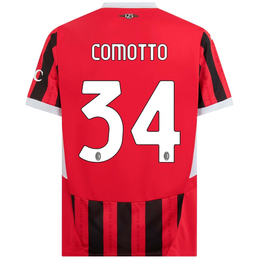 Niño Camiseta Christian Comotto #34 Rojo Negro 1ª Equipación 2024/25 La Camisa Perú