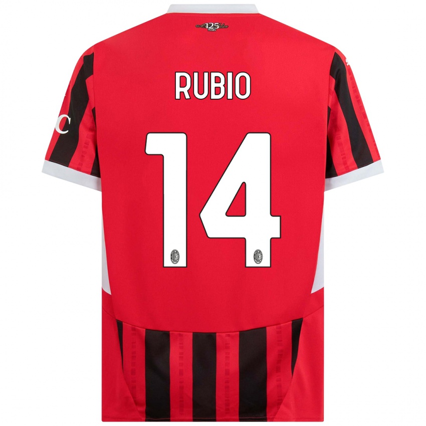 Niño Camiseta Silvia Rubio #14 Rojo Negro 1ª Equipación 2024/25 La Camisa Perú