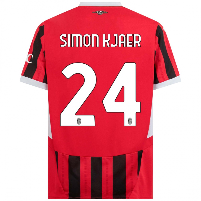 Niño Camiseta Simon Kjaer #24 Rojo Negro 1ª Equipación 2024/25 La Camisa Perú