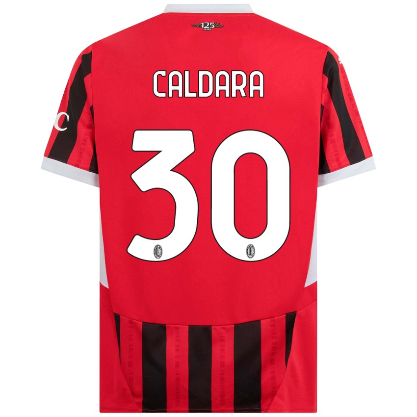 Niño Camiseta Mattia Caldara #30 Rojo Negro 1ª Equipación 2024/25 La Camisa Perú