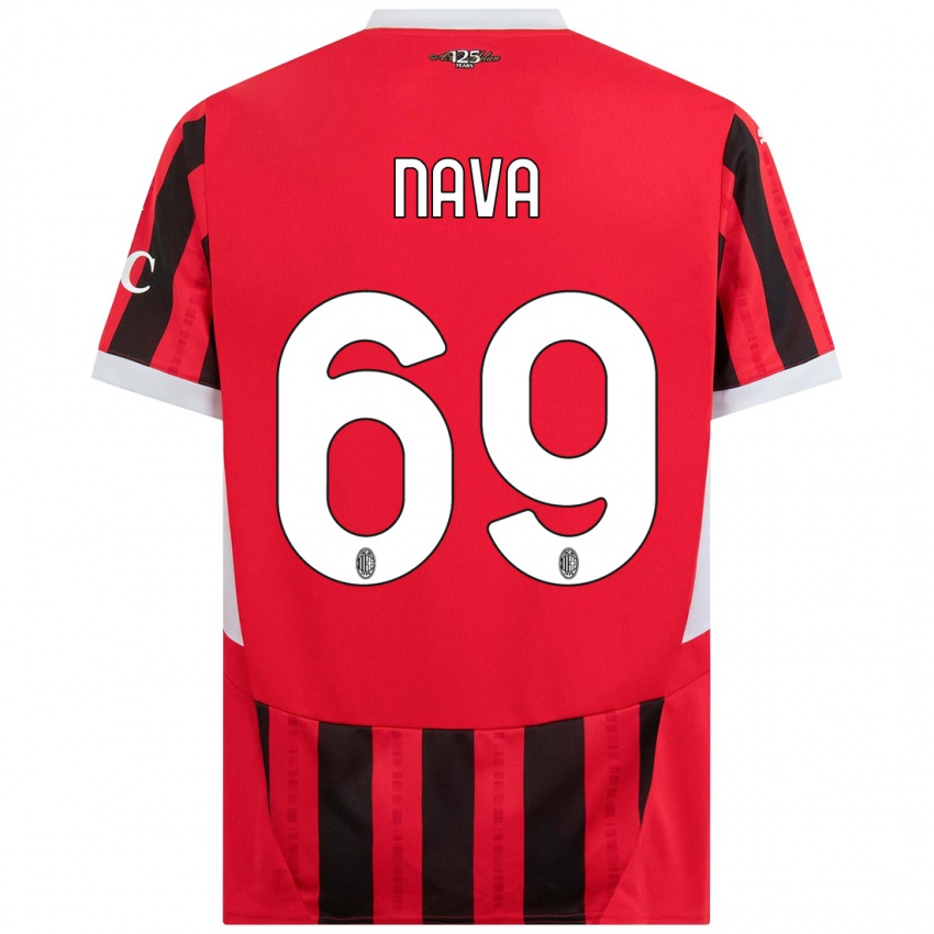 Niño Camiseta Lapo Nava #69 Rojo Negro 1ª Equipación 2024/25 La Camisa Perú