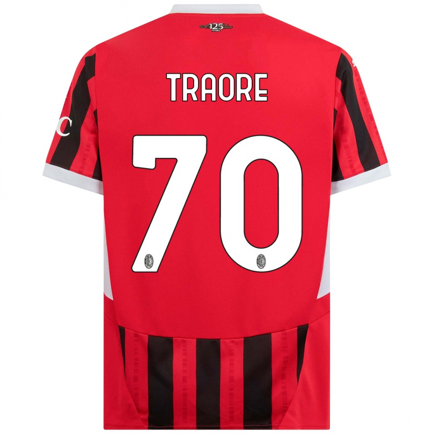 Niño Camiseta Chaka Traore #70 Rojo Negro 1ª Equipación 2024/25 La Camisa Perú