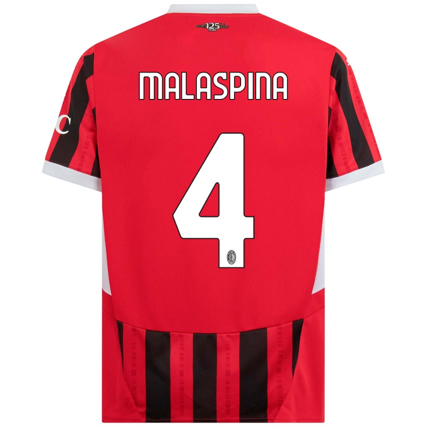 Niño Camiseta Mattia Malaspina #4 Rojo Negro 1ª Equipación 2024/25 La Camisa Perú