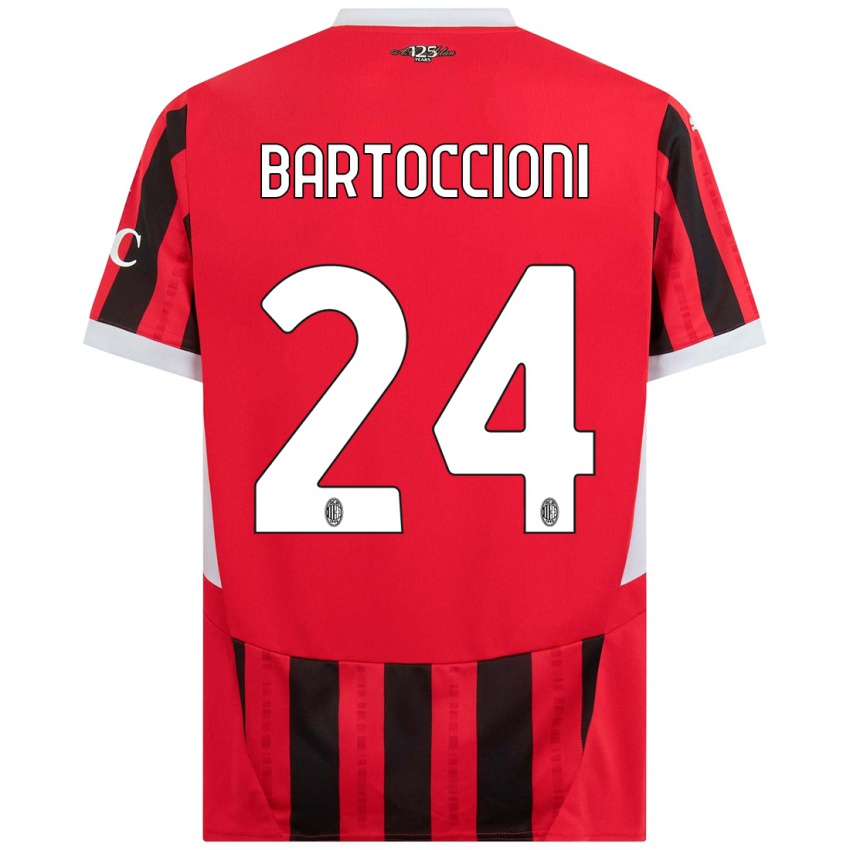 Niño Camiseta Andrea Bartoccioni #24 Rojo Negro 1ª Equipación 2024/25 La Camisa Perú