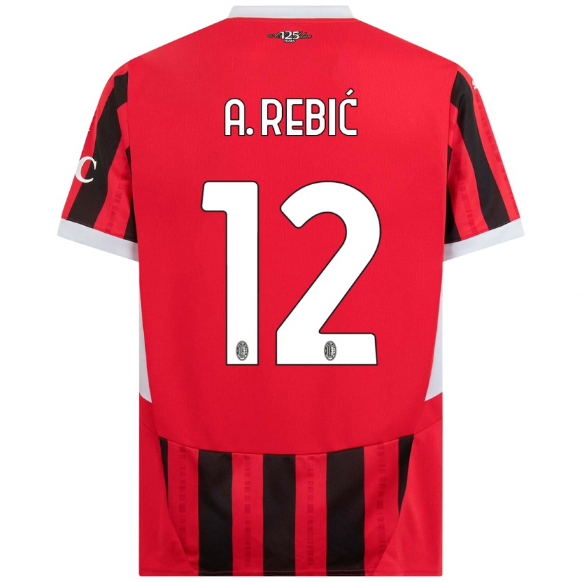 Niño Camiseta Ante Rebic #12 Rojo Negro 1ª Equipación 2024/25 La Camisa Perú