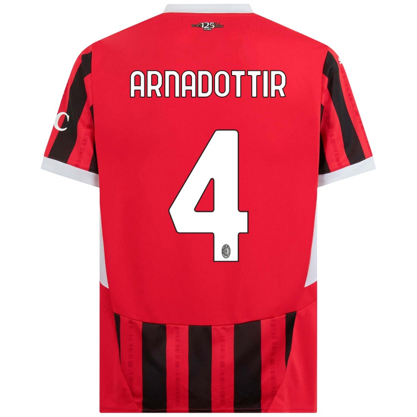 Niño Camiseta Guony Arnadottir #4 Rojo Negro 1ª Equipación 2024/25 La Camisa Perú