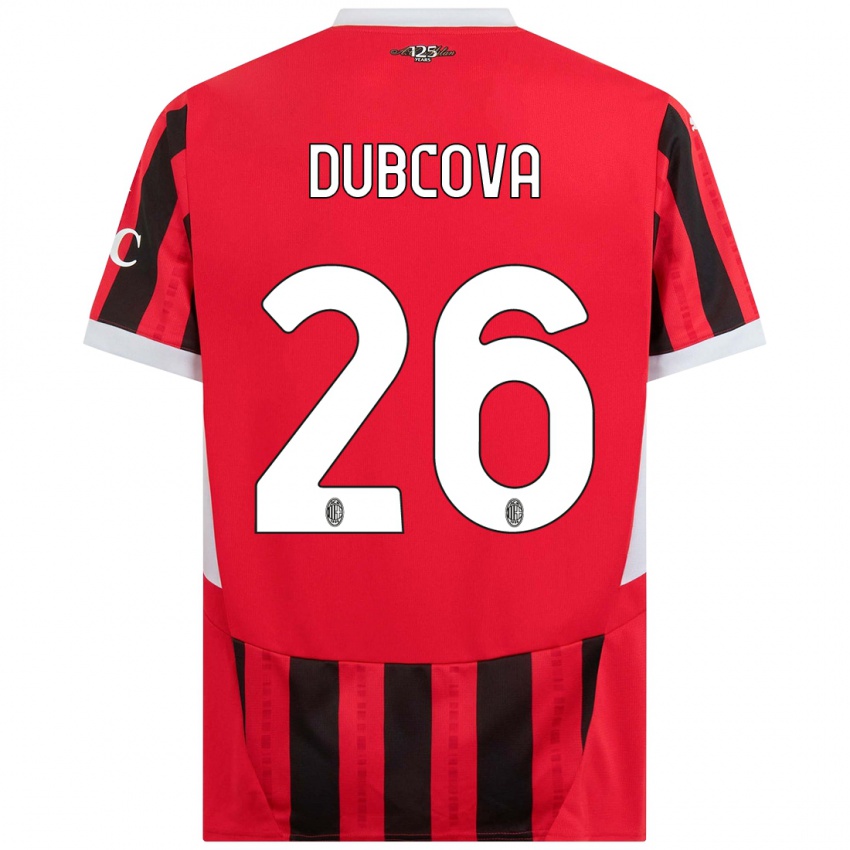 Niño Camiseta Michaela Dubcova #26 Rojo Negro 1ª Equipación 2024/25 La Camisa Perú