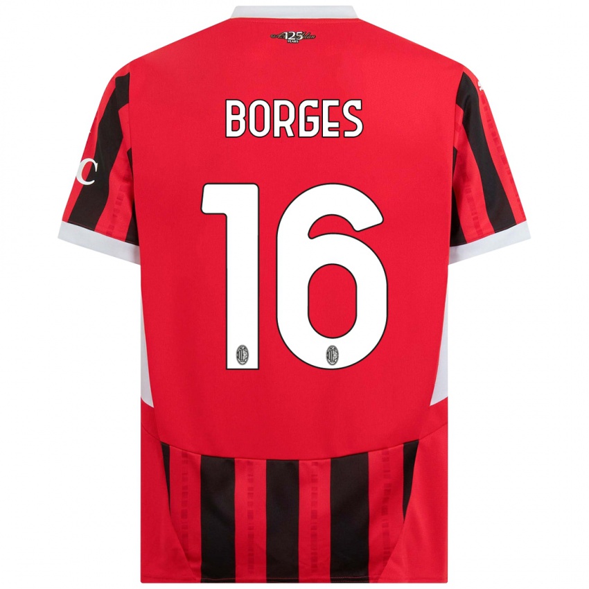 Niño Camiseta Lenny Borges #16 Rojo Negro 1ª Equipación 2024/25 La Camisa Perú