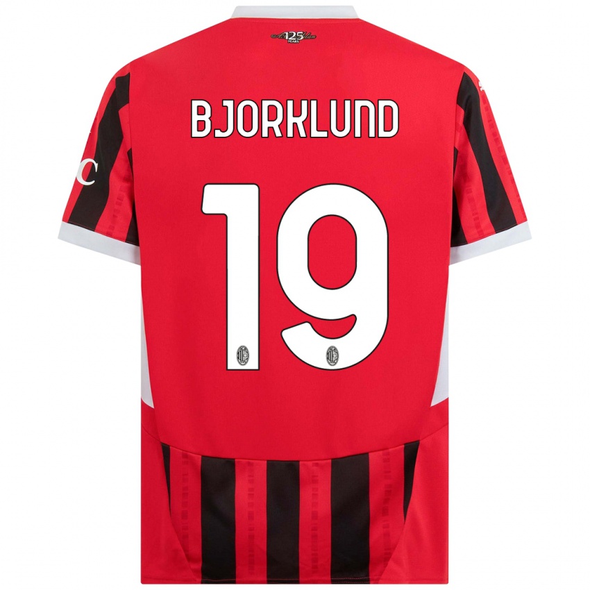 Niño Camiseta Lukas Bjorklund #19 Rojo Negro 1ª Equipación 2024/25 La Camisa Perú