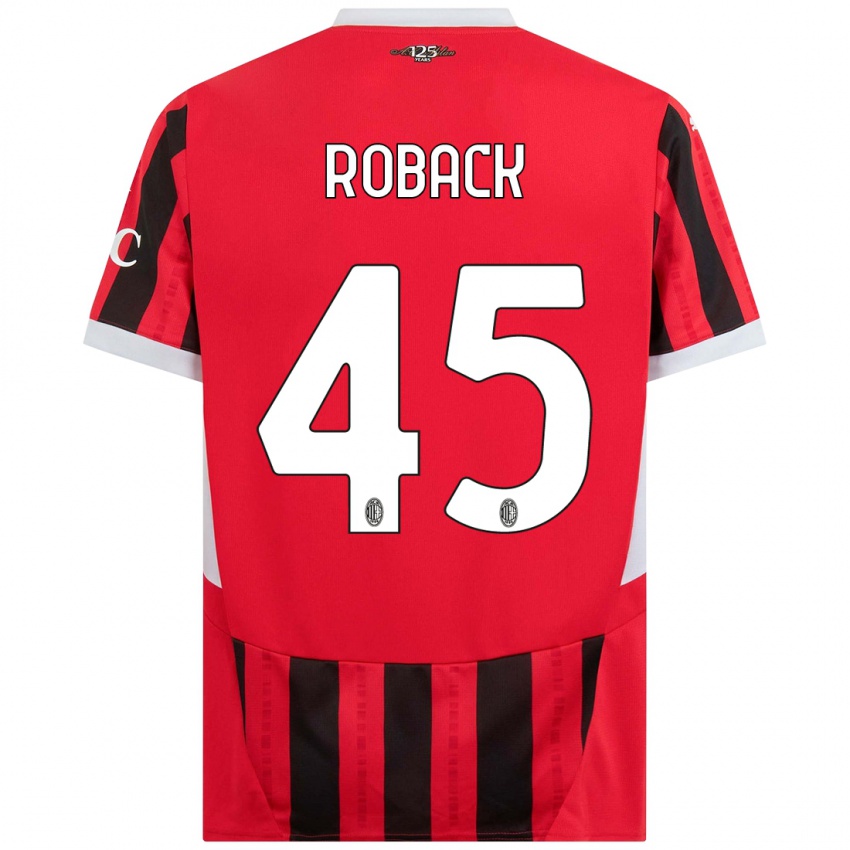 Niño Camiseta Emil Roback #45 Rojo Negro 1ª Equipación 2024/25 La Camisa Perú