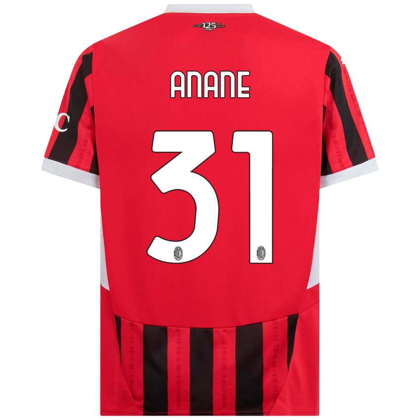 Niño Camiseta Emmanuel Anane #31 Rojo Negro 1ª Equipación 2024/25 La Camisa Perú