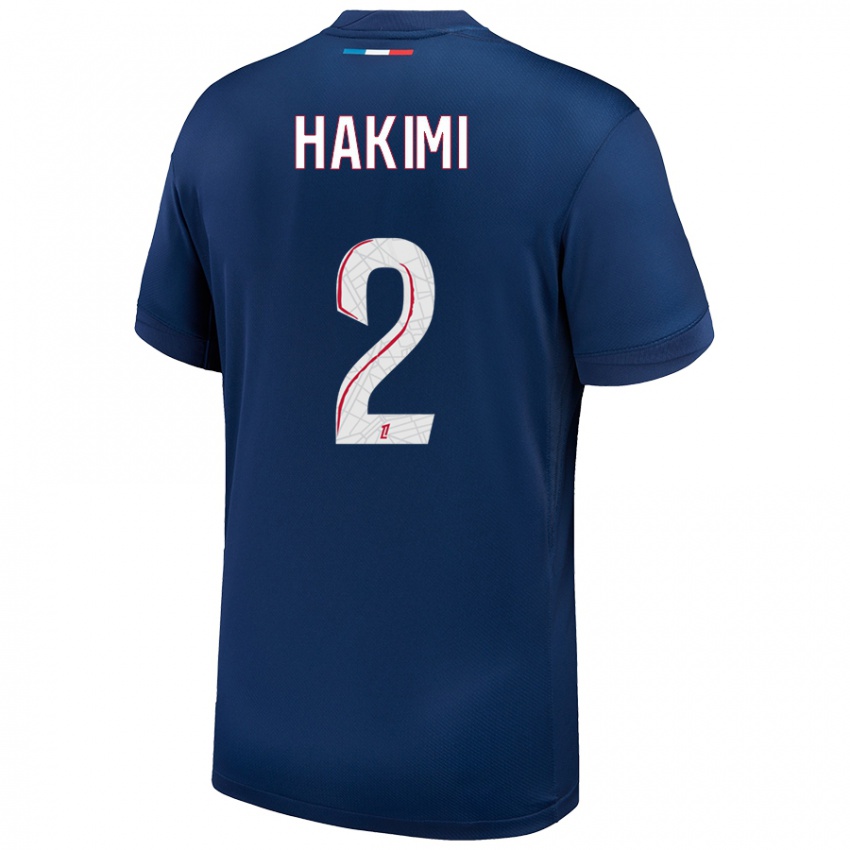 Niño Camiseta Achraf Hakimi #2 Azul Marino Blanco 1ª Equipación 2024/25 La Camisa Perú