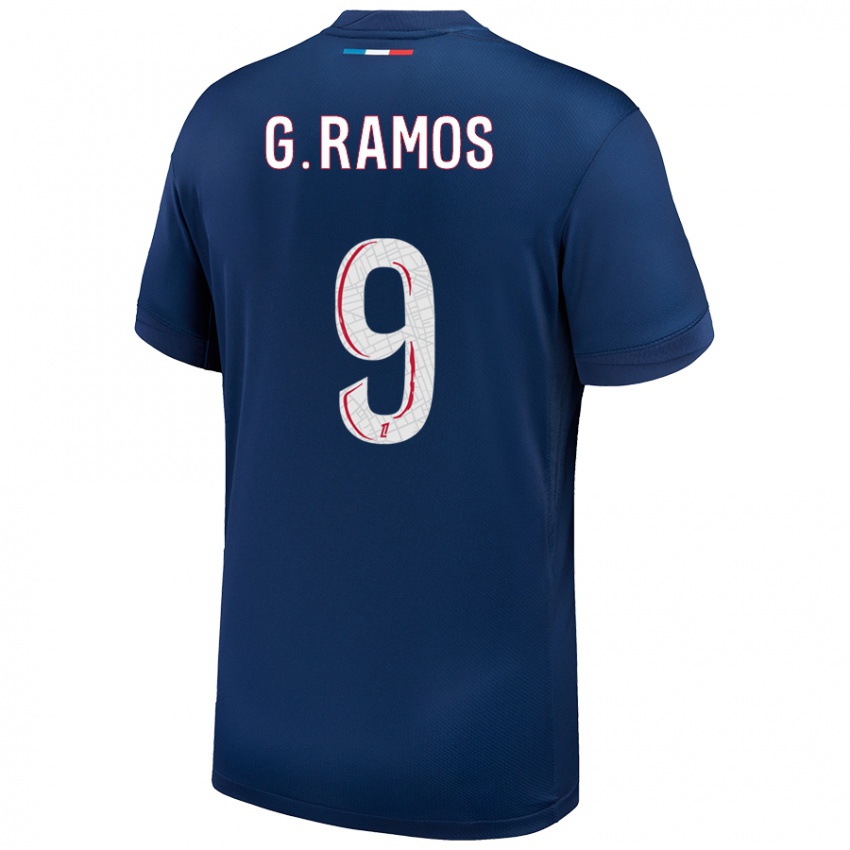 Niño Camiseta Gonçalo Ramos #9 Azul Marino Blanco 1ª Equipación 2024/25 La Camisa Perú