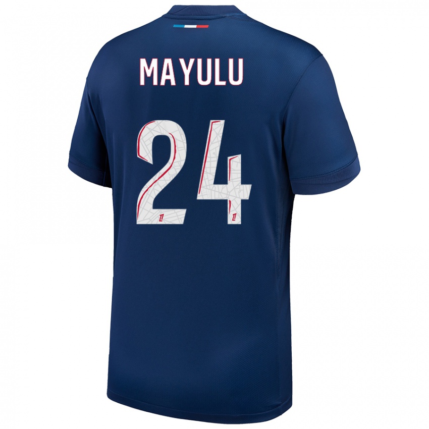 Niño Camiseta Senny Mayulu #24 Azul Marino Blanco 1ª Equipación 2024/25 La Camisa Perú