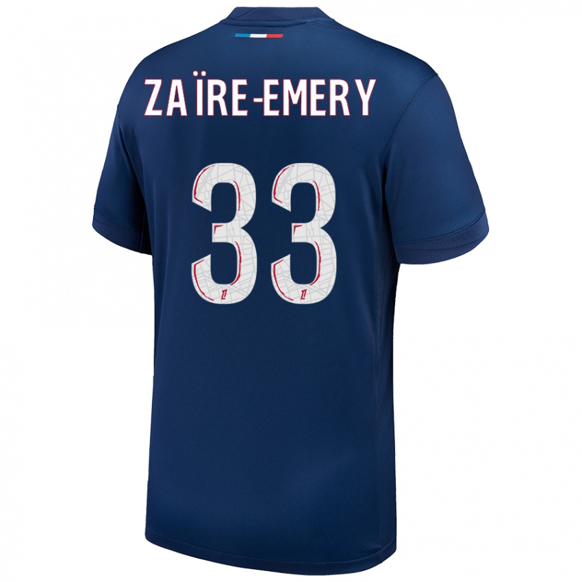 Niño Camiseta Warren Zaire Emery #33 Azul Marino Blanco 1ª Equipación 2024/25 La Camisa Perú