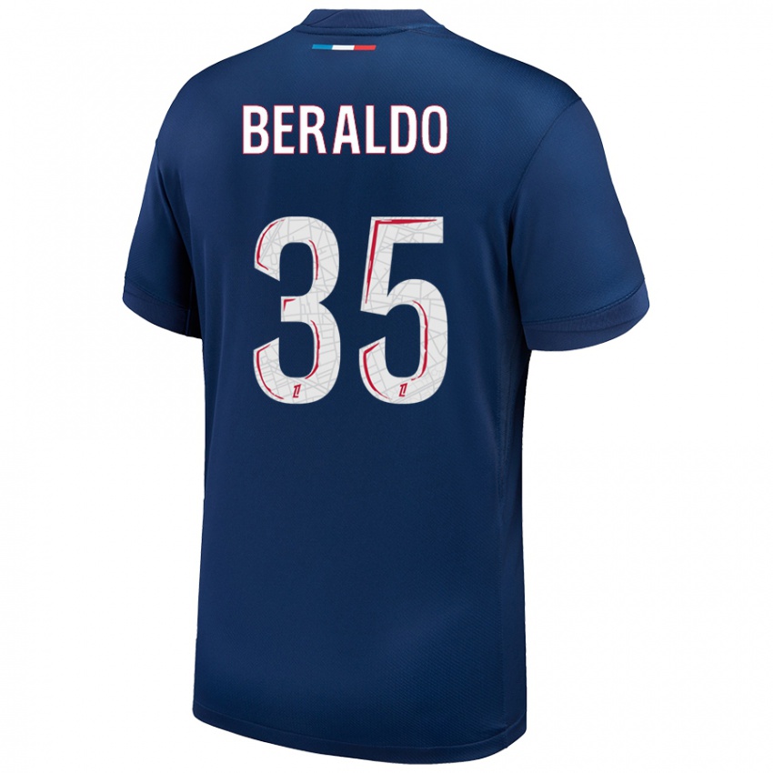 Niño Camiseta Lucas Beraldo #35 Azul Marino Blanco 1ª Equipación 2024/25 La Camisa Perú