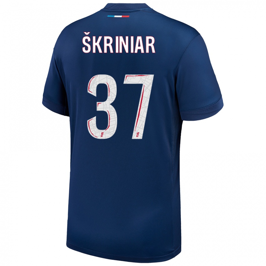 Niño Camiseta Milan Skriniar #37 Azul Marino Blanco 1ª Equipación 2024/25 La Camisa Perú