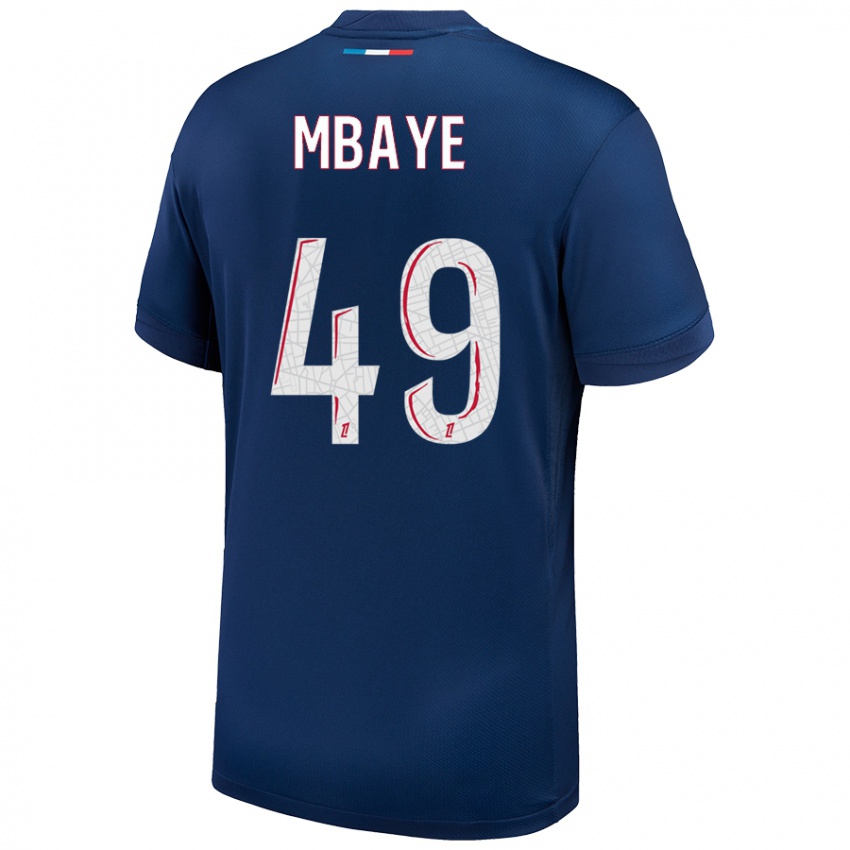 Niño Camiseta Ibrahim Mbaye #49 Azul Marino Blanco 1ª Equipación 2024/25 La Camisa Perú