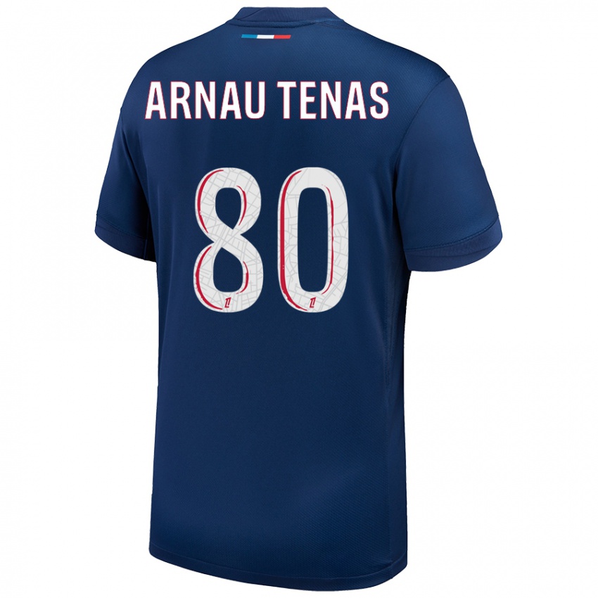 Niño Camiseta Arnau Tenas #80 Azul Marino Blanco 1ª Equipación 2024/25 La Camisa Perú