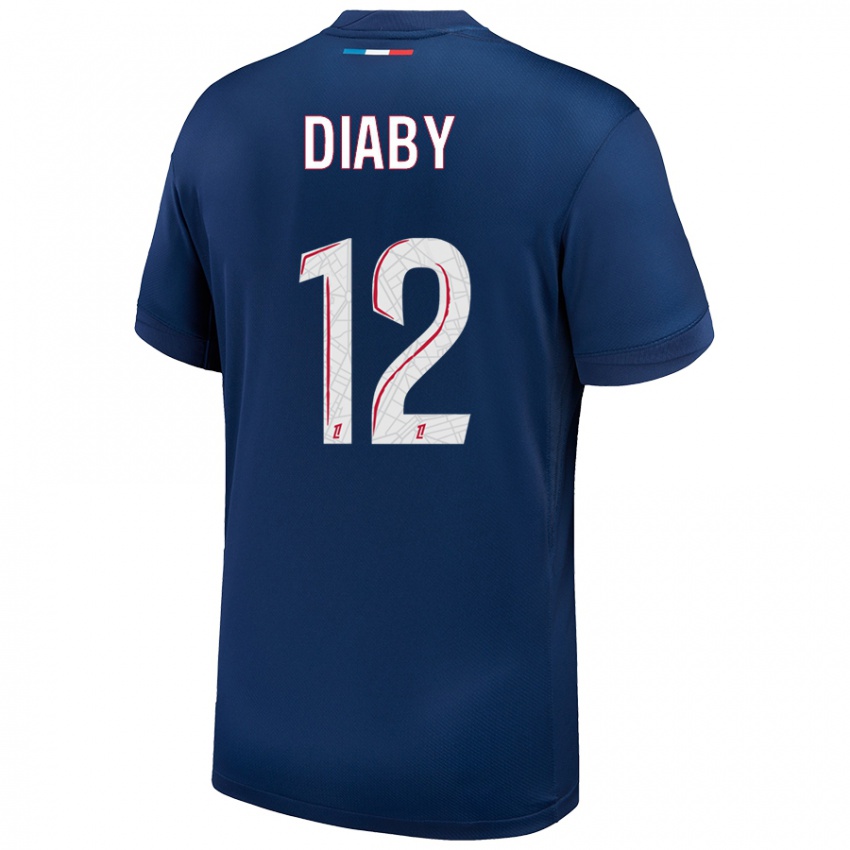 Niño Camiseta Ibrahima Diaby #12 Azul Marino Blanco 1ª Equipación 2024/25 La Camisa Perú