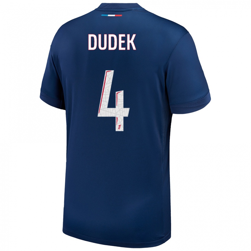 Niño Camiseta Paulina Dudek #4 Azul Marino Blanco 1ª Equipación 2024/25 La Camisa Perú