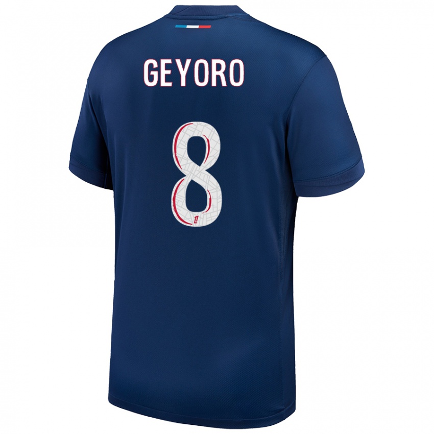 Niño Camiseta Grace Geyoro #8 Azul Marino Blanco 1ª Equipación 2024/25 La Camisa Perú