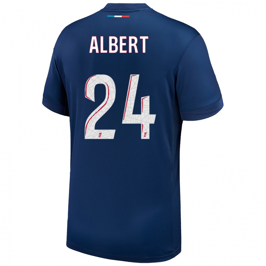 Niño Camiseta Korbin Albert #24 Azul Marino Blanco 1ª Equipación 2024/25 La Camisa Perú