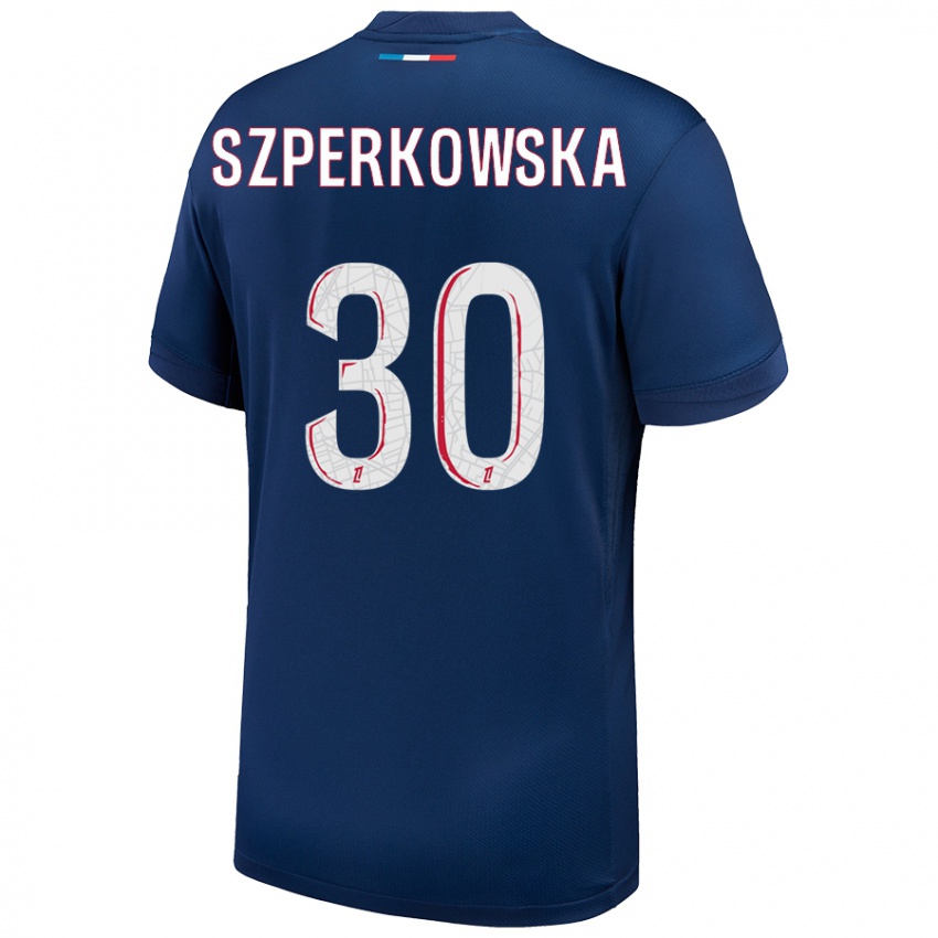 Niño Camiseta Oliwia Szperkowska #30 Azul Marino Blanco 1ª Equipación 2024/25 La Camisa Perú