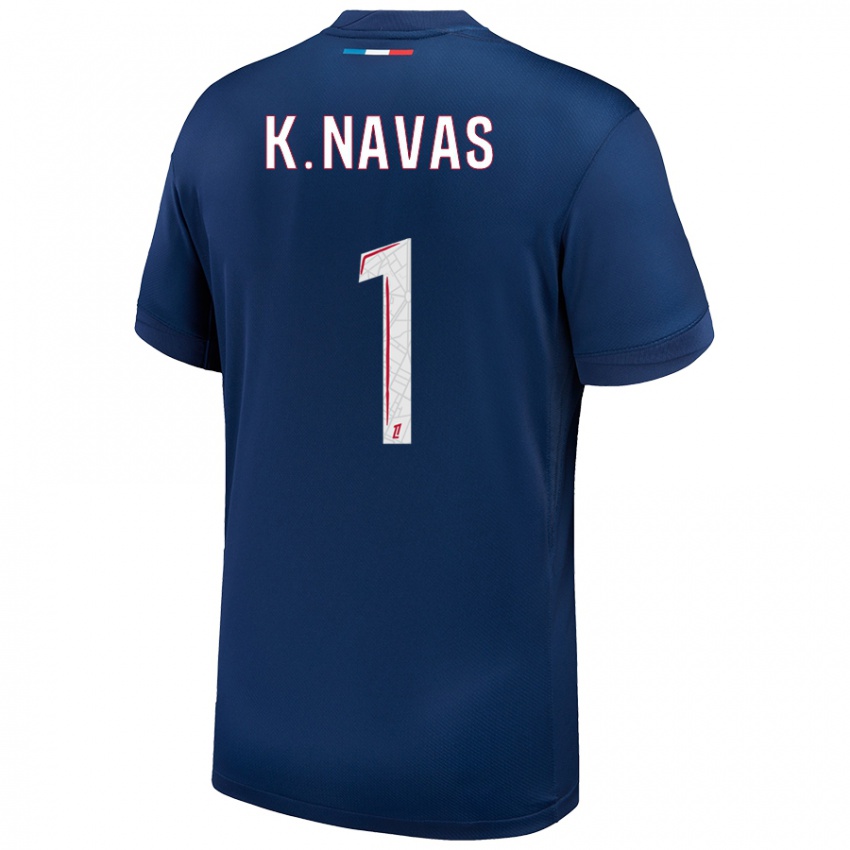 Niño Camiseta Keylor Navas #1 Azul Marino Blanco 1ª Equipación 2024/25 La Camisa Perú