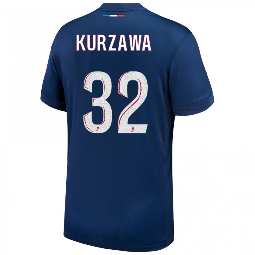 Niño Camiseta Layvin Kurzawa #32 Azul Marino Blanco 1ª Equipación 2024/25 La Camisa Perú