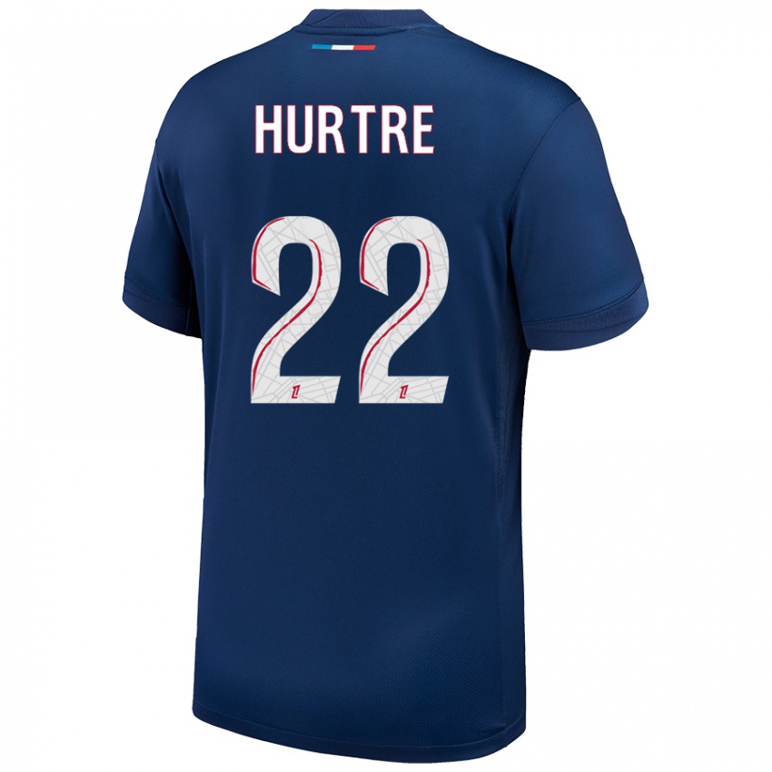 Niño Camiseta Oceane Hurtre #22 Azul Marino Blanco 1ª Equipación 2024/25 La Camisa Perú