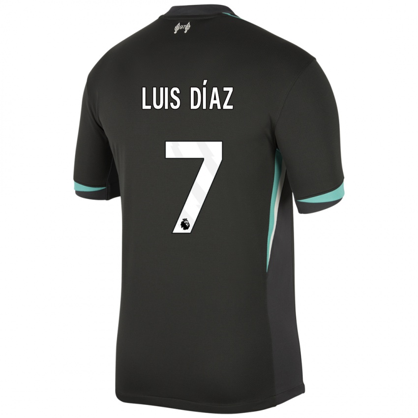 Niño Camiseta Luis Diaz #7 Negro Antracita Blanco 2ª Equipación 2024/25 La Camisa Perú