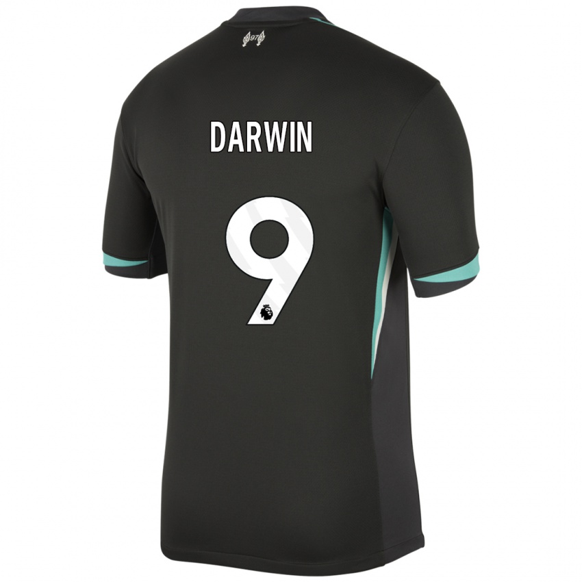 Niño Camiseta Darwin Nunez #9 Negro Antracita Blanco 2ª Equipación 2024/25 La Camisa Perú